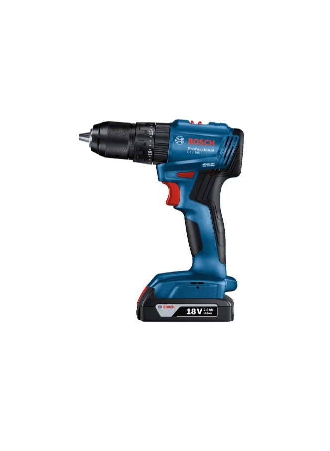 BOSCH Bosch Professional Cordless impact drill driver combi GSB 185-LI with 2x2.0 Ah Battery, brushless motor | Model: 06019K31L0 with 1 year warranty 