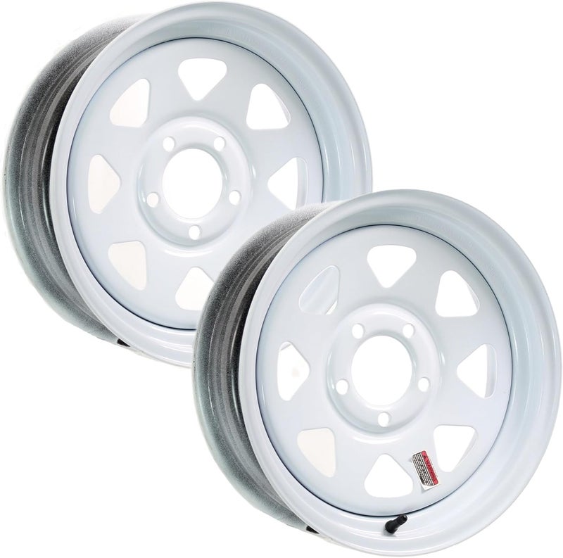 eCustomRim عجلات مقطورة 13" 13X4.5 5 ثقوب براغي تصميم spoke أبيض (عبوة 2) - Image 1