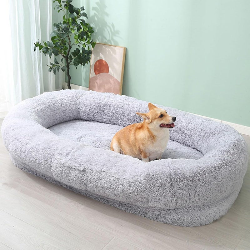 Human Dog Couch Beds for Adults,Long Human Size Dog Bed,Removable Cover,Washable,Waterproof,Orthopedic Design (Pink 190x115x35CM) (Light Gray 165x95x30CM) - Image 1