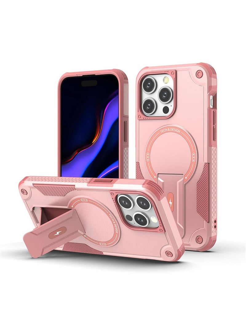 SOLARAE Magnetic Phone Case, 2023 Latest model Creative Mobile Phone Case with iPhone15 Pro max, Anti-fall Case, Anti-Fingerprint/Skid Cover, PC+TPU, Compatible with MagSafe, Pink - Image 2