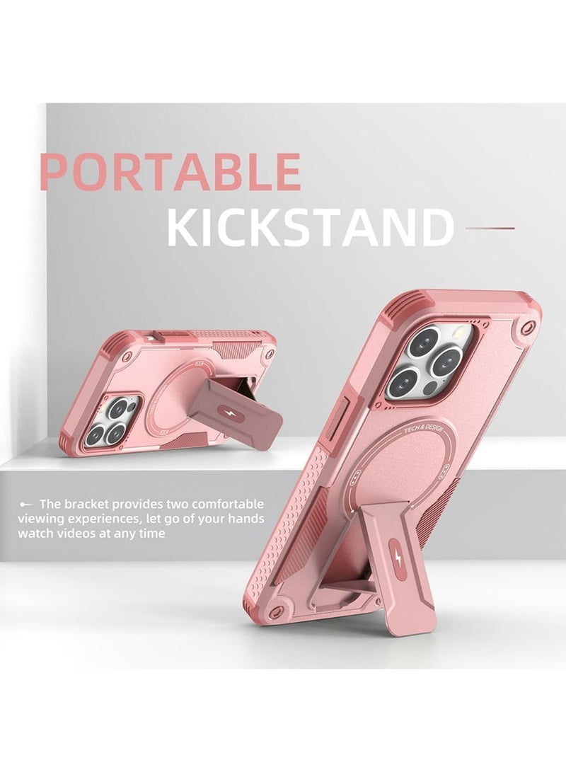 SOLARAE Magnetic Phone Case, 2023 Latest model Creative Mobile Phone Case with iPhone15 Pro max, Anti-fall Case, Anti-Fingerprint/Skid Cover, PC+TPU, Compatible with MagSafe, Pink - Image 5