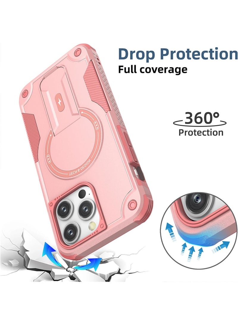 SOLARAE Magnetic Phone Case, 2023 Latest model Creative Mobile Phone Case with iPhone15 Pro max, Anti-fall Case, Anti-Fingerprint/Skid Cover, PC+TPU, Compatible with MagSafe, Pink - Image 3