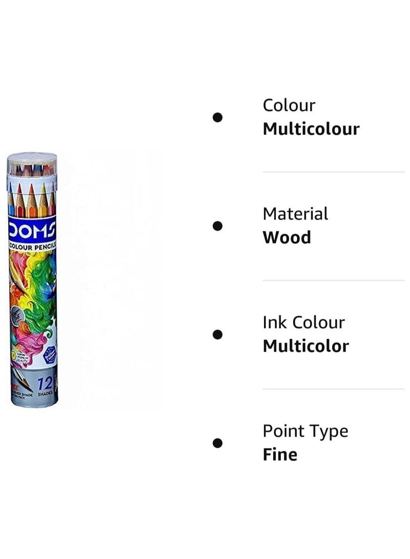 DOMS Colour Pencils 12 Shades + 1 Silver Shade | Super Soft | Premium Quality | Art Colour Pencil Set - Image 2