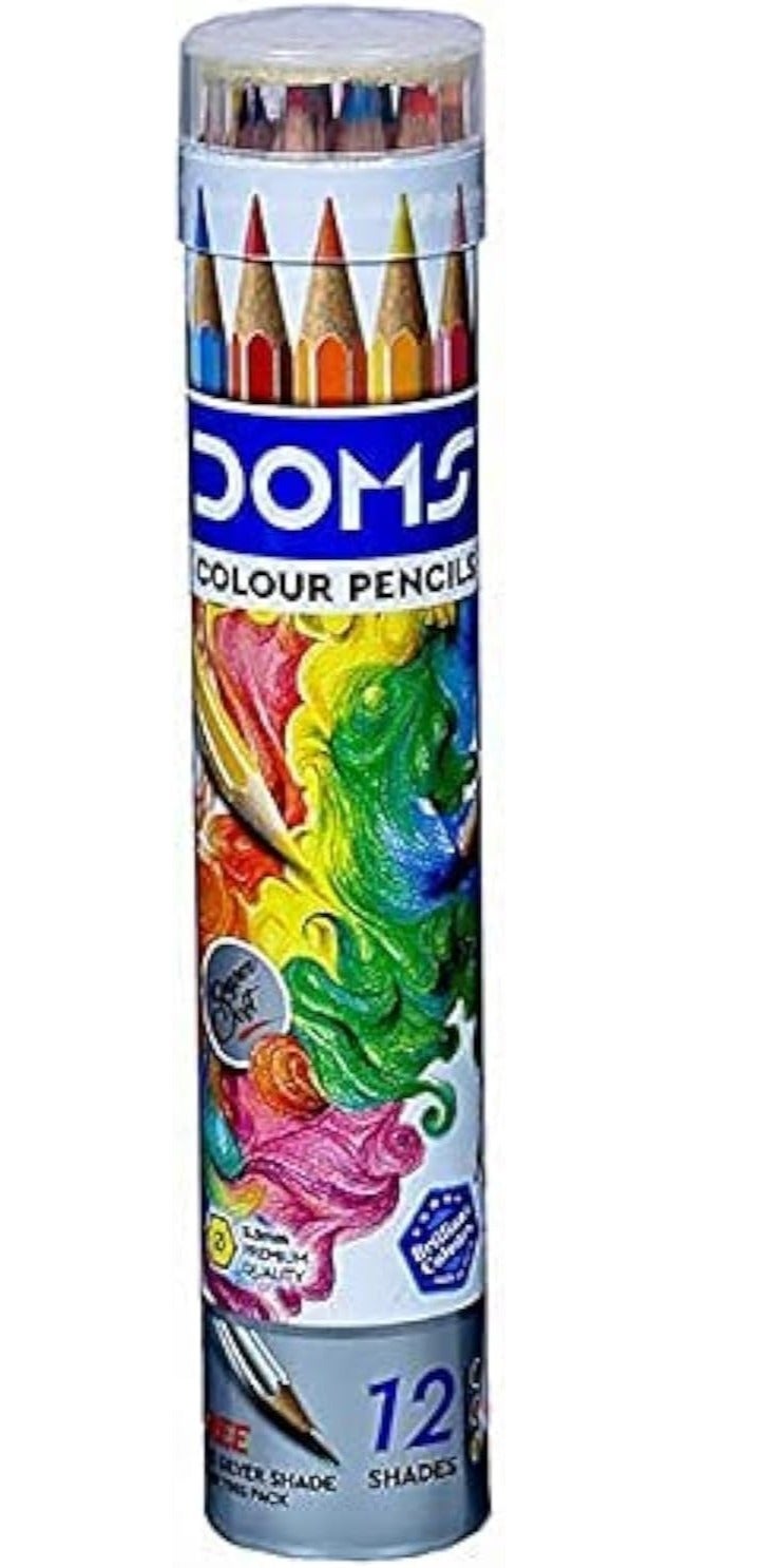 DOMS Colour Pencils 12 Shades + 1 Silver Shade | Super Soft | Premium Quality | Art Colour Pencil Set - Image 5