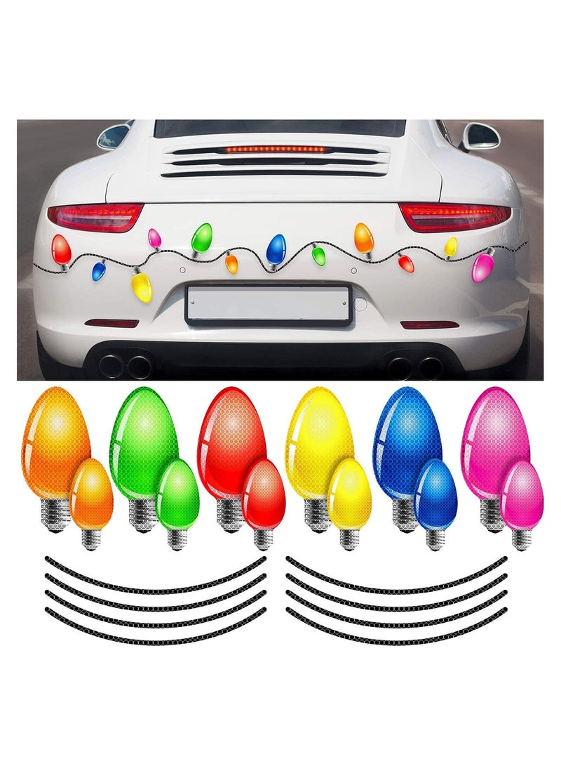 SYOSI Refrigerator Magnets, Reflective Bulb Light Shaped Magnets, 12Pcs Reflective Car Refrigerator Decorations Holiday Cute Decor, for Holiday Winter Party Car Garage Refrigerator Decal with Magnet Wire  - Image 1