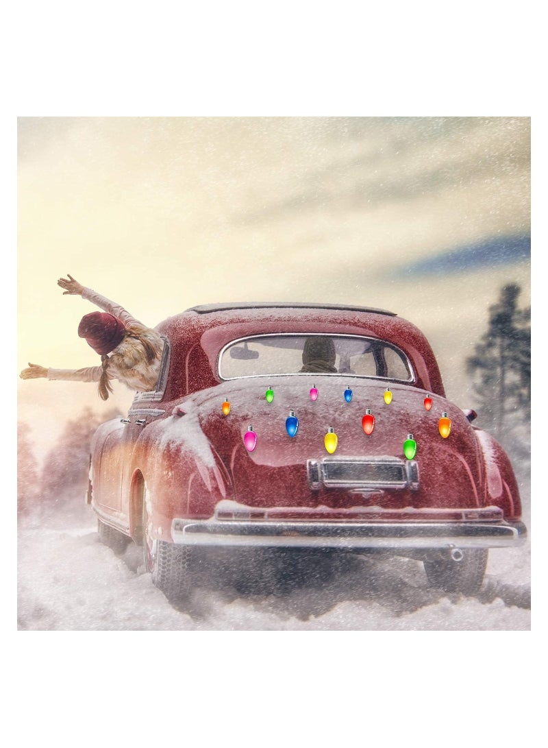 SYOSI Refrigerator Magnets, Reflective Bulb Light Shaped Magnets, 12Pcs Reflective Car Refrigerator Decorations Holiday Cute Decor, for Holiday Winter Party Car Garage Refrigerator Decal with Magnet Wire  - Image 4