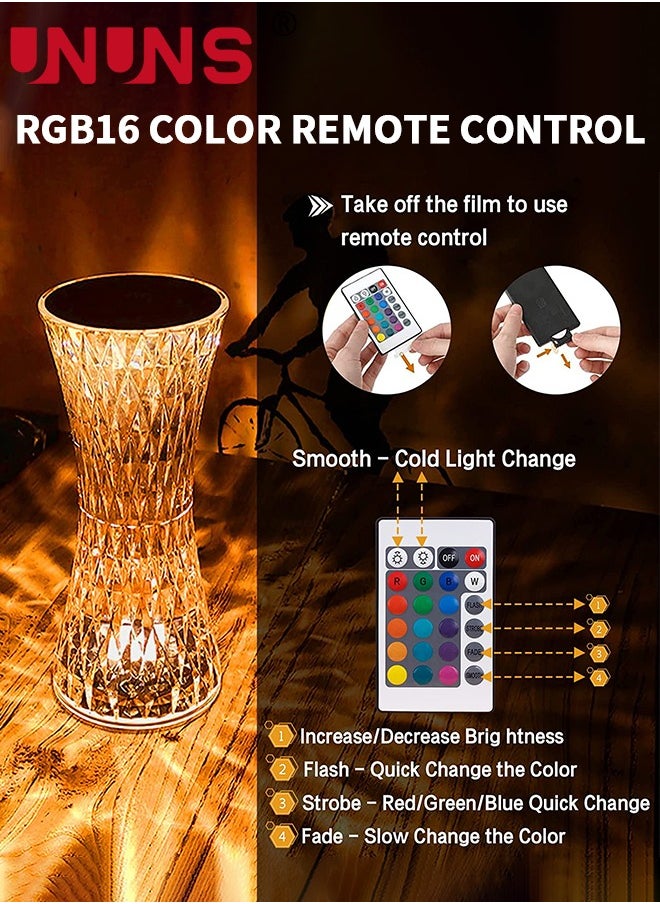UNUNS Crystal Lamp,Touch Table Lamp With Touch Remote Control,16 Color LED 3D Rose Diamond Lamp,USB Rechargeable,Night Lights,Bedside Lamp,Dining Room Lamp,Atmosphere Light For Bedroom/Living Room  - Image 5