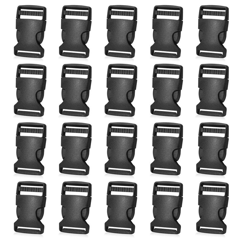 Petutu 20 Pack Plastic Buckles 1 Inch Quick Side Release Buckles for Backpack Webbing Belt (Black) - Image 1