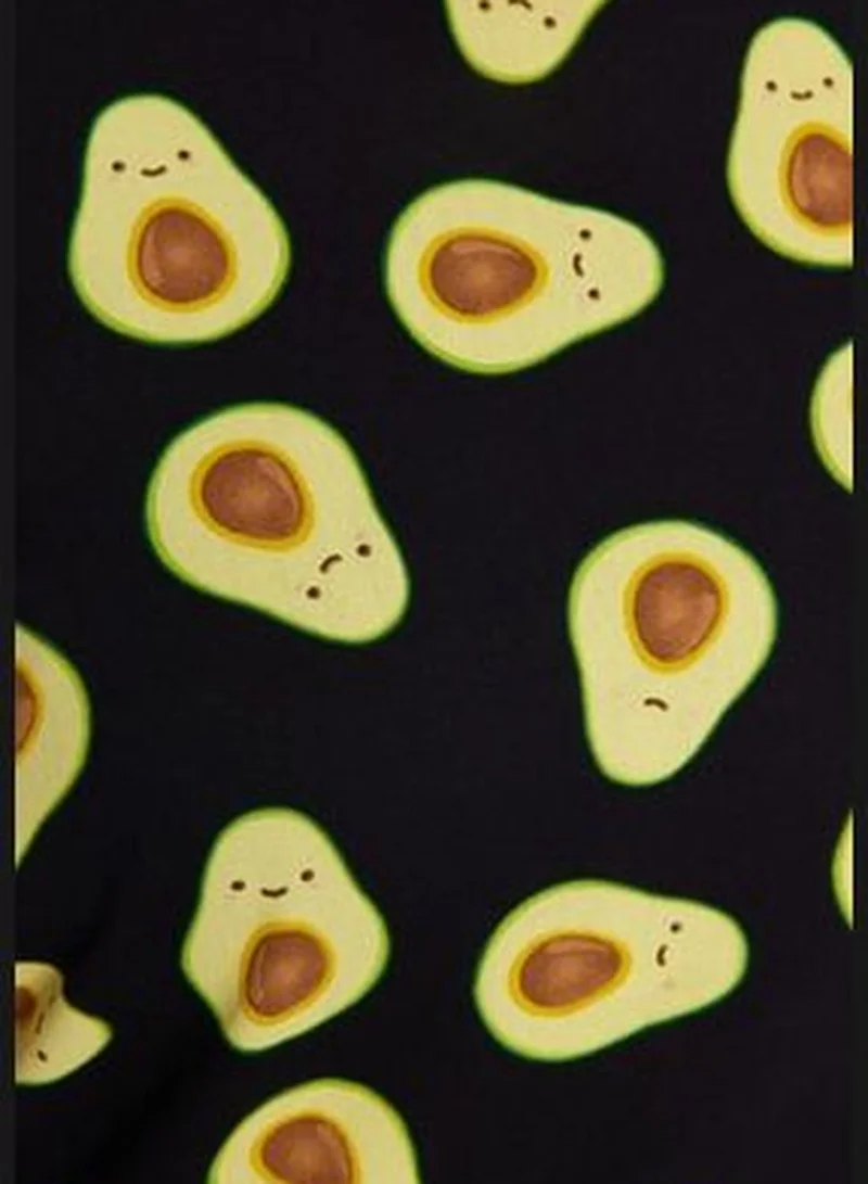 trendyol Multicolored Avocado Patterned Knitted T-Shirt Nightgown TBBSS23AI00014