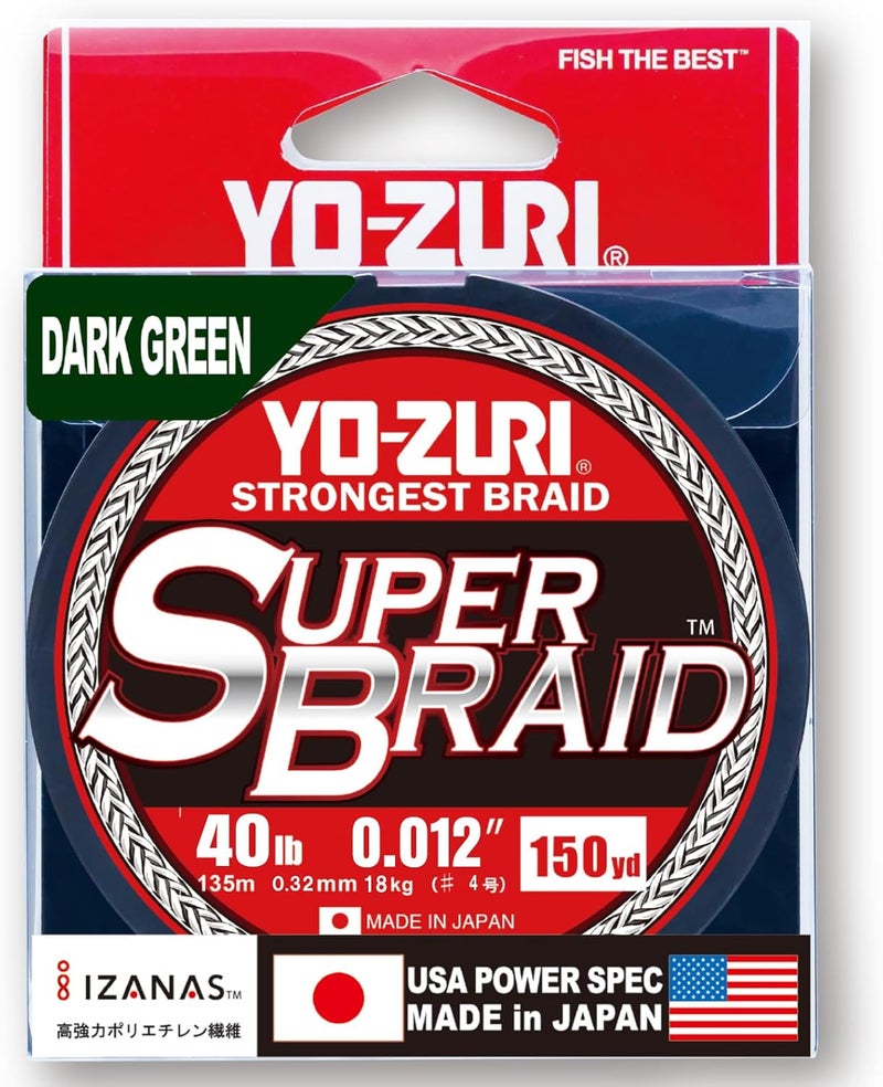 DUEL Yo-Zuri SuperBraid Dark Green 150 Yards Superbraid Fishing Line - Image 1