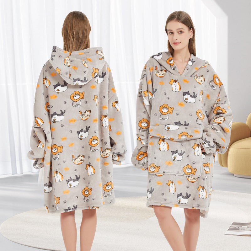 Fiosnow Cat Blanket Hoodies for Women and Men Adult Oversize Wearable Blanket Hoodies for Soft and Warm - Image 5