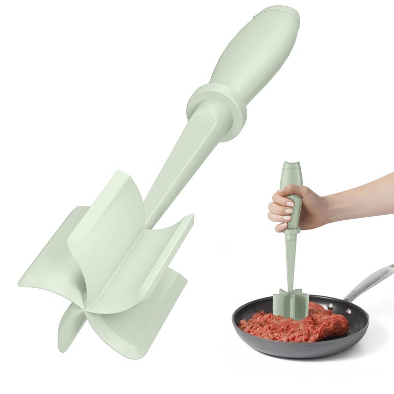 Meat Chopper Hamburger Grinder Premium Heat Resistant Smasher for Ground Beef Burger Grinder Nylon Potato Mix ToolGreen