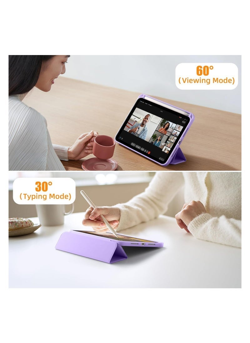 JAJEEK iPad Mini 7 Case 2024 (A17 Pro) – Compatible with iPad Mini 7th/6th Generation (8.3 Inch) 2024/2021, Slim Trifold Stand Cover with Pencil Holder, Soft TPU Back, Auto Sleep/Wake Function, Lavender, Lightweight & Shockproof Protection - Image 4