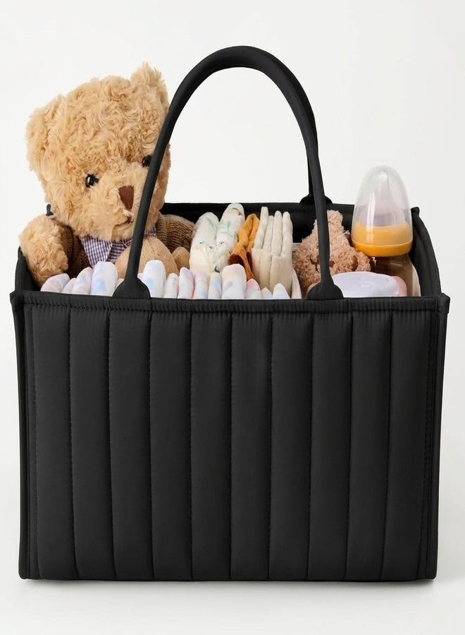 Prplet Baby Diaper Organizer Caddy Baskets – Large Nursery Storage Basket with Handles, Removable Dividers & Multiple Compartments | Diaper Bag for New born Essentials, Toys, Wipes, Bottles (Black) - Image 1