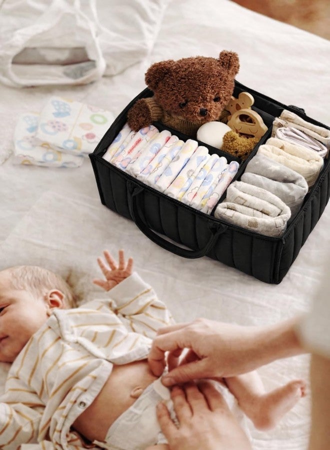 Prplet Baby Diaper Organizer Caddy Baskets – Large Nursery Storage Basket with Handles, Removable Dividers & Multiple Compartments | Diaper Bag for New born Essentials, Toys, Wipes, Bottles (Black) - Image 5