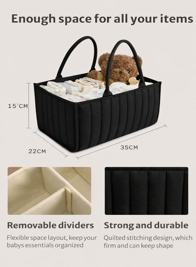 Prplet Baby Diaper Organizer Caddy Baskets – Large Nursery Storage Basket with Handles, Removable Dividers & Multiple Compartments | Diaper Bag for New born Essentials, Toys, Wipes, Bottles (Black) - Image 3