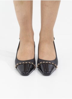 LAMARAPARIS Galaxy 5.5cm heel sling back with chain detail black  - Image 4