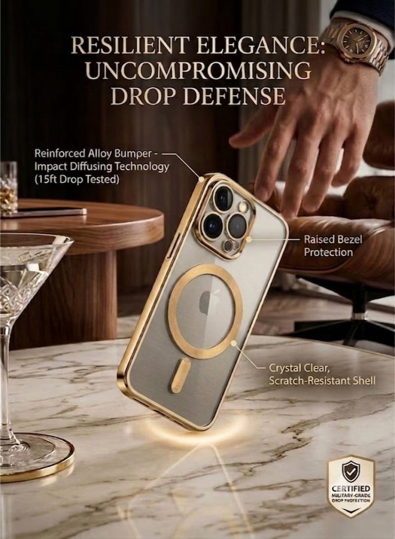 MagSafe Magnetic Clear Case for Apple iPhone 13 Pro Max 6.7 inch – Slim Shockproof Protective Cover Camera Lens Protection - Gold - Image 4