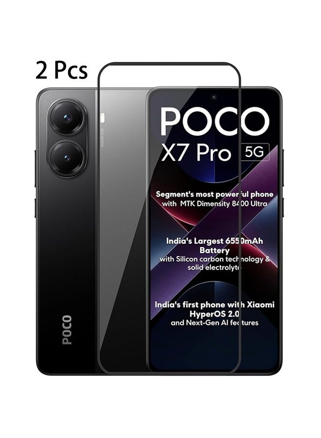 2 Pack Xiaomi Poco X7 Pro 5G Screen Protector, 9H Tempered Glass Screen Protector for Xiaomi Poco X7 Pro 5G, Full Coverage Bubble-Free Tempered Film, Anti-Scratch Film - Image 1