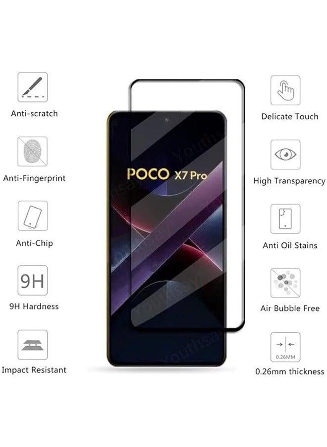2 Pack Xiaomi Poco X7 Pro 5G Screen Protector, 9H Tempered Glass Screen Protector for Xiaomi Poco X7 Pro 5G, Full Coverage Bubble-Free Tempered Film, Anti-Scratch Film - Image 2