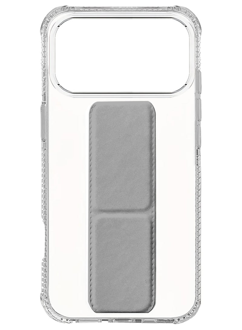 CATANES Finger Grip Clear Case Cover for iPhone 17 Pro Max - Kickstand Car Magnetic Holder Multi-function Protective Two-in-one Case - Grey - Image 2