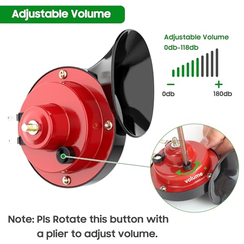 10L0L Golf Cart Horn Kit for EZGO Club Car Yamaha or UTV Universal Waterproof Electric Snail Horn Floor Mount Button Switch, Adjustable Loud, 12 Volt - Image 4