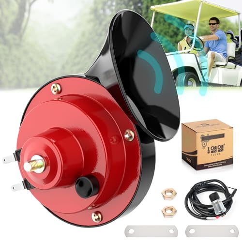 10L0L Golf Cart Horn Kit for EZGO Club Car Yamaha or UTV Universal Waterproof Electric Snail Horn Floor Mount Button Switch, Adjustable Loud, 12 Volt - Image 1