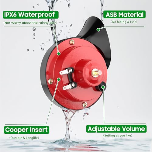 10L0L Golf Cart Horn Kit for EZGO Club Car Yamaha or UTV Universal Waterproof Electric Snail Horn Floor Mount Button Switch, Adjustable Loud, 12 Volt - Image 3