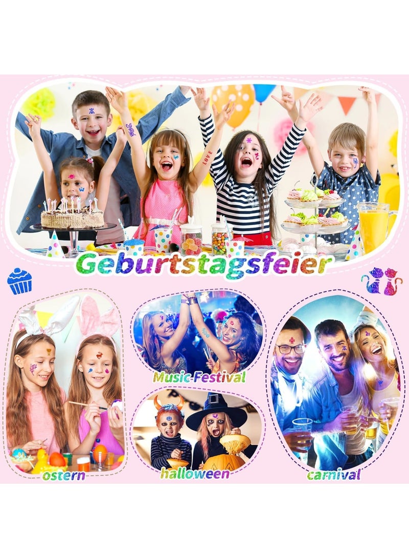 Generic Temporary Glitter Tattoos Kids, 32 Glitter Colors and 6 Fluorescent Colors, 209 Stencils,2 diamond stickers,3 Glue, 5 Brushes, Adults and Kids Arts Glitter Kit, Wonderful Holiday Gifts for Girls Boys  - Image 4