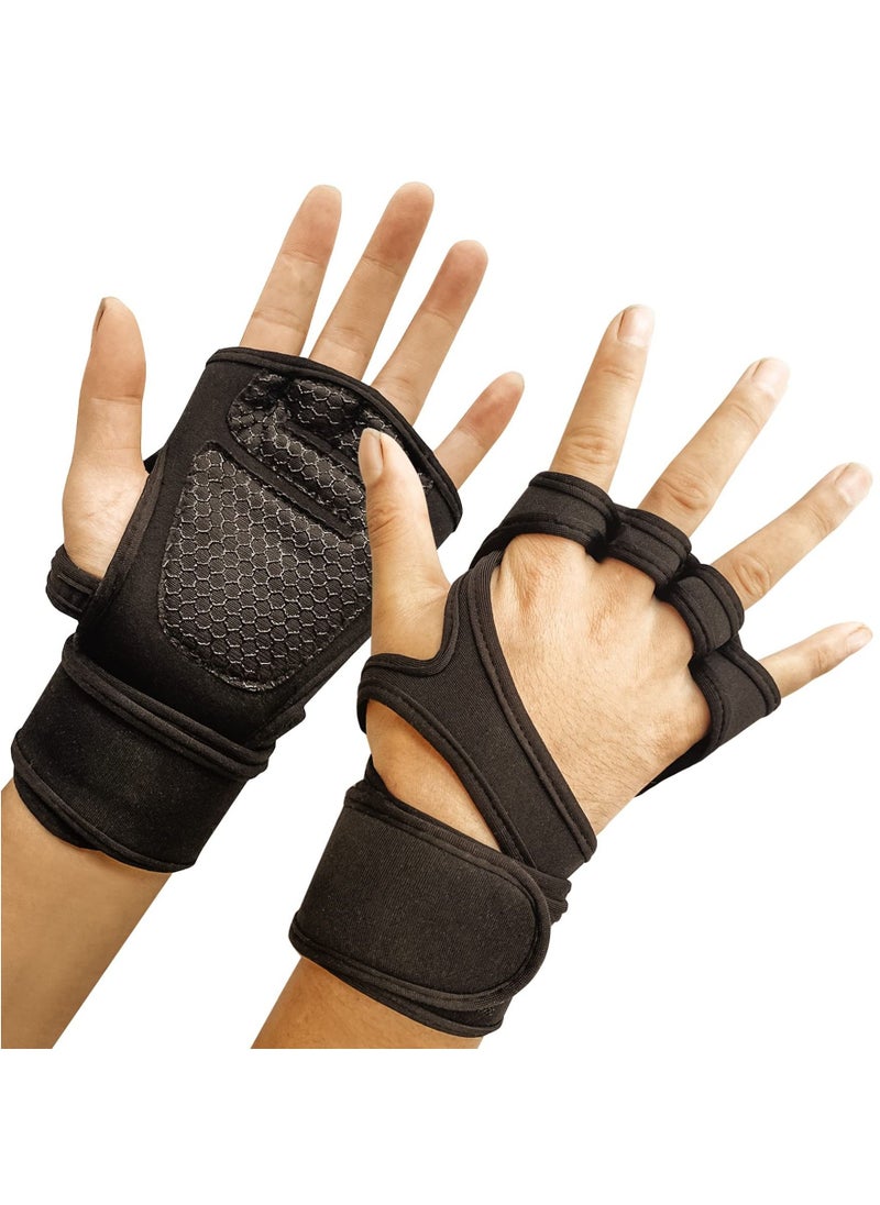 SKY-TOUCH Sports Cross Training Gloves with Wrist Support for WODs Gym Workout Weightlifting and Fitness-Leather Padding No Calluses Weightlifting Leather Padding No Calluses Suits Men and Women  - Image 1