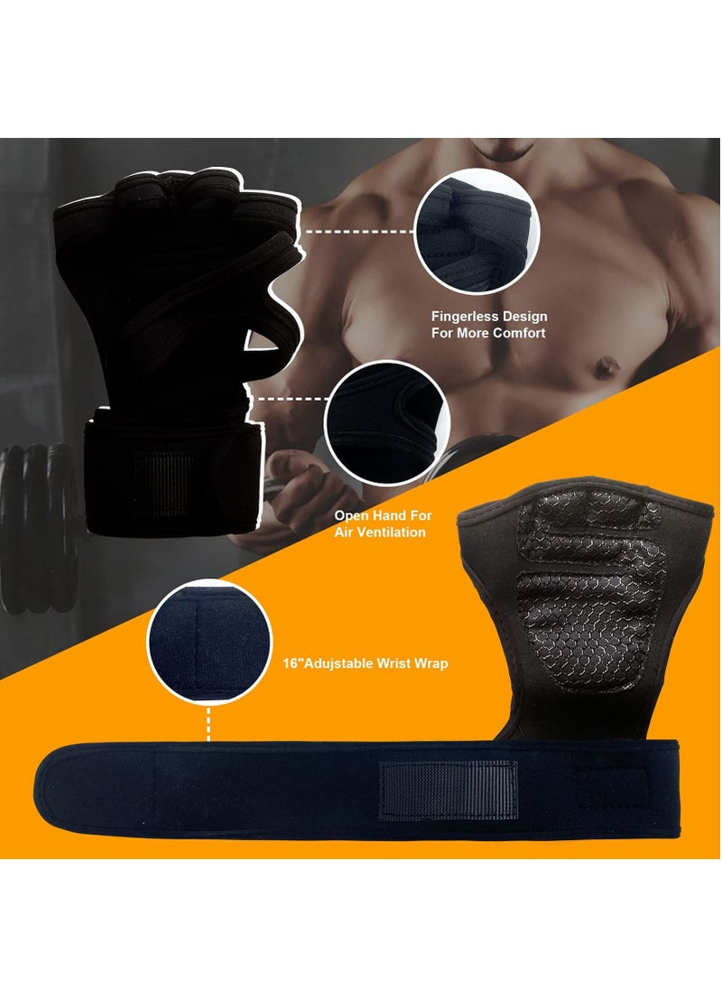 SKY-TOUCH Sports Cross Training Gloves with Wrist Support for WODs Gym Workout Weightlifting and Fitness-Leather Padding No Calluses Weightlifting Leather Padding No Calluses Suits Men and Women  - Image 5