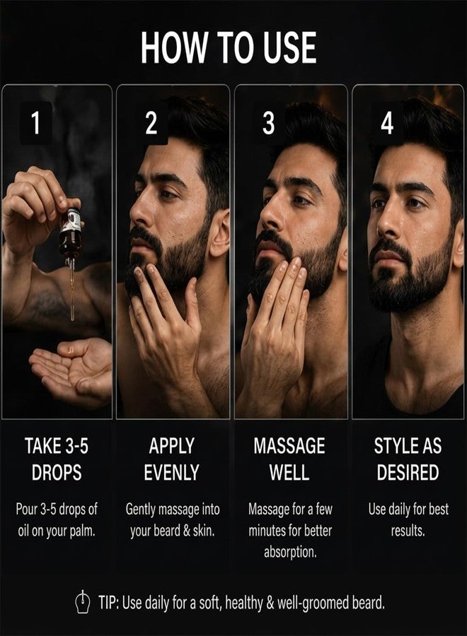 Qraa Men Mooch & Beard Oil For Beard Growth & Nourishment Enriched With Essential Oils (30ml) Pack of 1 - Image 5