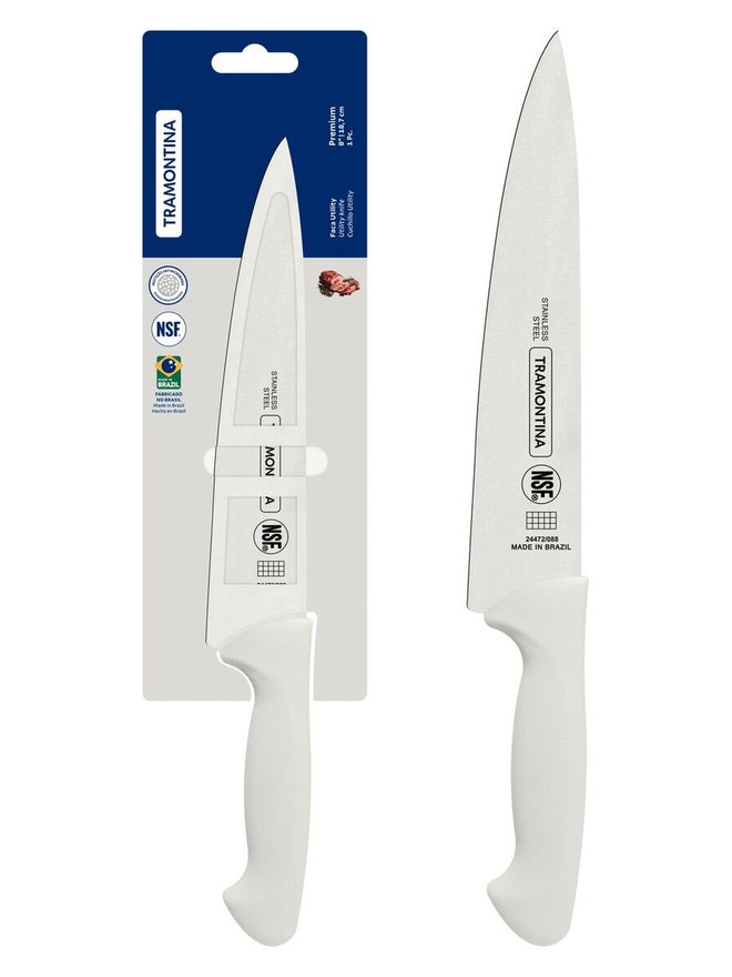 ترامونتينا سكين مطبخ ترامونتينا بريميوم  بوصة بشفرة ستانلس ستيل ومقبض بولي بروبلين أبيض - Image 1