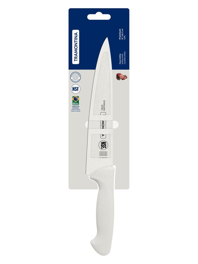 ترامونتينا سكين مطبخ ترامونتينا بريميوم  بوصة بشفرة ستانلس ستيل ومقبض بولي بروبلين أبيض - Image 2