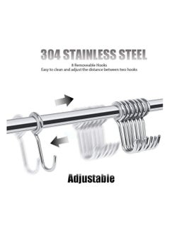 Y&D Kitchen Utensil Rack Wall Mounted Stainless Steel Hanging Rail Organize Tools with 8 Removable Sliding Hooks for Pot Lid Pan Spoon BBQ Tools Cookware Hanger Bar  - Image 3