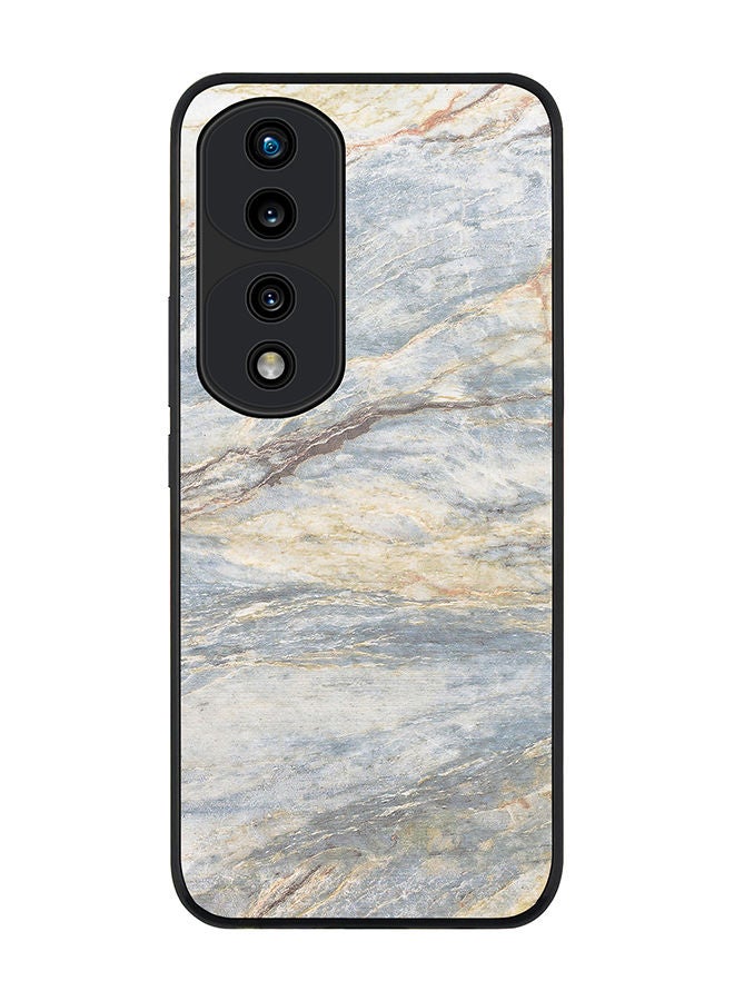 Stylizedd حافظة سوداء متينة لهاتف Honor 70 Pro، تصميم رفيع، حافظة مرنة بحواف مطاطية، مقاومة للسقوط، غلاف TPU جل رقيق - طباعة رخامية رمادية كلاسيكية - Image 1