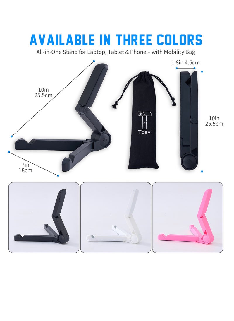 Toby Adjustable Multi-Use Phone and Tablet Stand In three different colors Black, pink, white– Mobile Holder for Bed and Desk, Compatible with iPhone, Samsung, and iPad  - Image 5