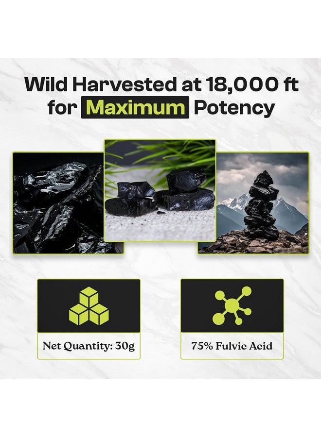 شيلجيت هيمالايا العضوي النقي من الدرجة الذهبية للرجال والنساء، شيلجيت هيمالايا 75%+ حمض فلفي و85+ معادن نادرة - راتنج شيلجيت نقي للطاقة والمناعة (1، 30 جرام شيلجيت نقي) - Image 3