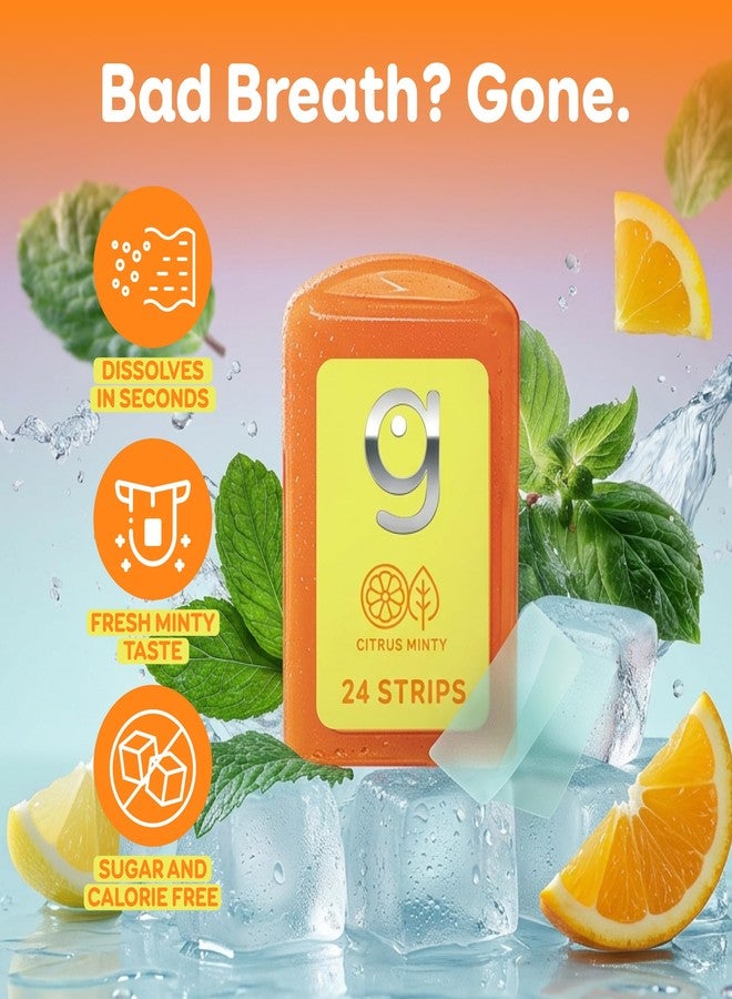 GRIN Citrus Minty Breath Strips, Instant Breath Freshener Strips, Sugar-Free Dissolving Mint Strips, No Water Needed, Portable Pocket Cases, Citrus Mint Flavor, 72 Count (3 x 24) - Image 2