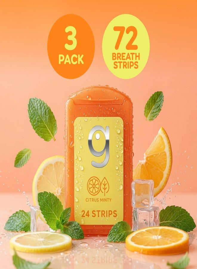 GRIN Citrus Minty Breath Strips, Instant Breath Freshener Strips, Sugar-Free Dissolving Mint Strips, No Water Needed, Portable Pocket Cases, Citrus Mint Flavor, 72 Count (3 x 24) - Image 4
