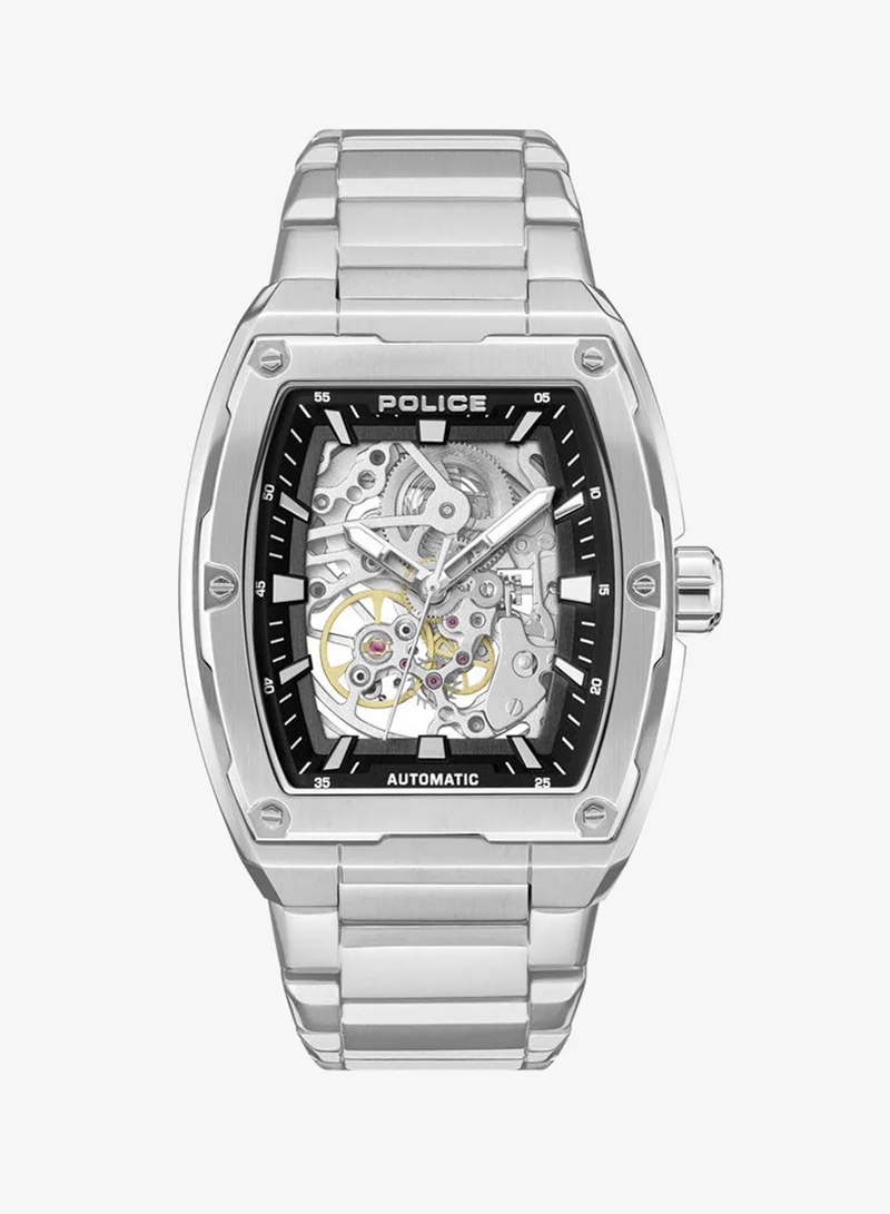 POLICE Men's Skeletor Automatic Men's 42mm Watch with Matte Black Dial & 316L Stainless Steel Bracelet