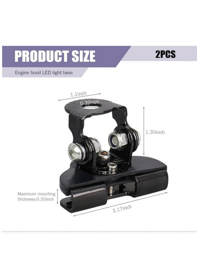 2PCS Universal Car Hood LED Light Bar Mounting Brackets Adjustable Anti-Sway Shock Absorption Work Light Stand Alloy Rubber Base Holder for Jeep Truck SUV Off-Road Vehicles black - Image 2