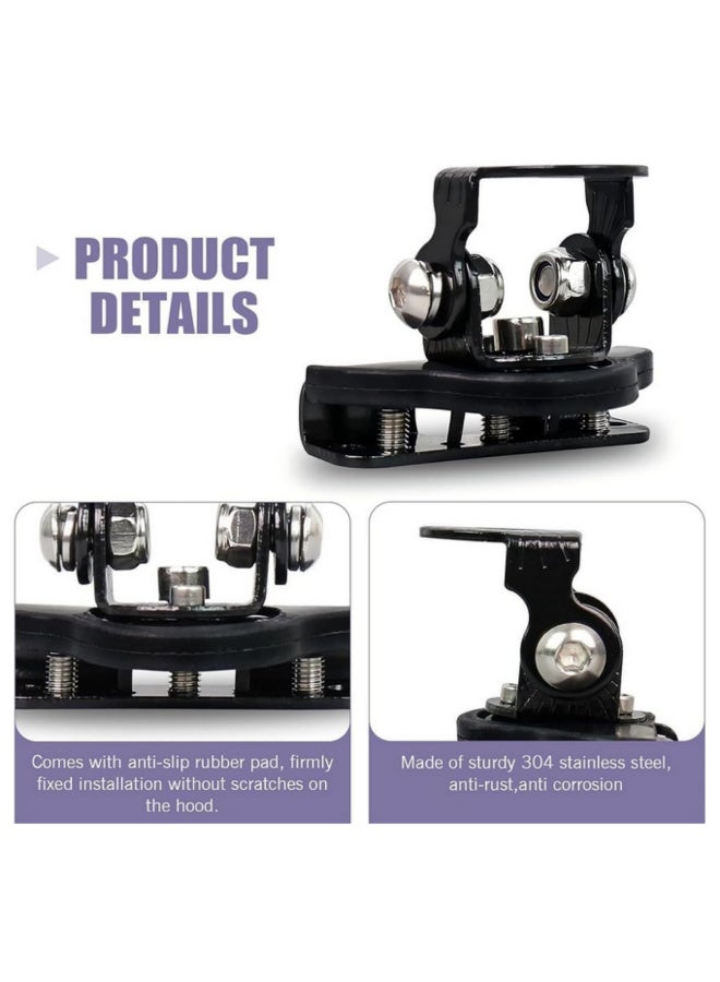 2PCS Universal Car Hood LED Light Bar Mounting Brackets Adjustable Anti-Sway Shock Absorption Work Light Stand Alloy Rubber Base Holder for Jeep Truck SUV Off-Road Vehicles black - Image 5