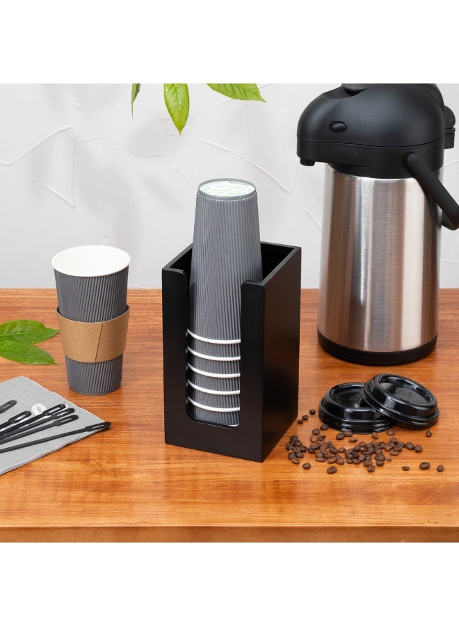 Restaurantware حامل أكواب القهوة 4.5 × 8 بوصة، 1 منظم أغطية الأكواب على السطح - يحمل الأكواب/الأغطية/المناشف حتى 3.75 بوصة في القطر، حامل مناشف كوكتيل من الخيزران الأسود، للمقاهي أو المكاتب - Image 3