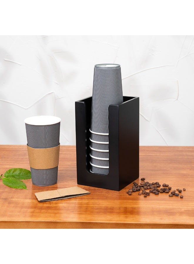 Restaurantware حامل أكواب القهوة 4.5 × 8 بوصة، 1 منظم أغطية الأكواب على السطح - يحمل الأكواب/الأغطية/المناشف حتى 3.75 بوصة في القطر، حامل مناشف كوكتيل من الخيزران الأسود، للمقاهي أو المكاتب - Image 5
