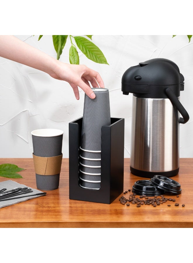 Restaurantware حامل أكواب القهوة 4.5 × 8 بوصة، 1 منظم أغطية الأكواب على السطح - يحمل الأكواب/الأغطية/المناشف حتى 3.75 بوصة في القطر، حامل مناشف كوكتيل من الخيزران الأسود، للمقاهي أو المكاتب - Image 4
