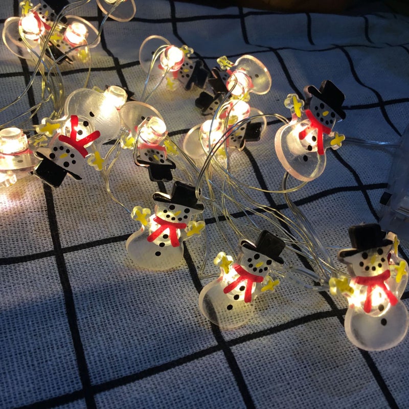 Christmas Pendant Fastener Copper Wire Light String Old Man Snowman Snowflake Deer Head Gift Box Crutches Festive Atmosphere Decorative Lanterns - Image 2