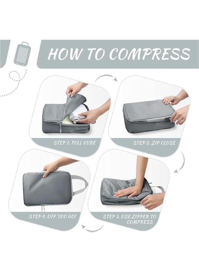 HOOKOR Packing Cubes for Travel - 7 Set Luggage Organizer Bags for Family, Mesh Breathable Travel Packing Cubes for Suitcases Durable Travel Essentials Bags Set,Carry On Suitcases (Light Grey) - Image 3