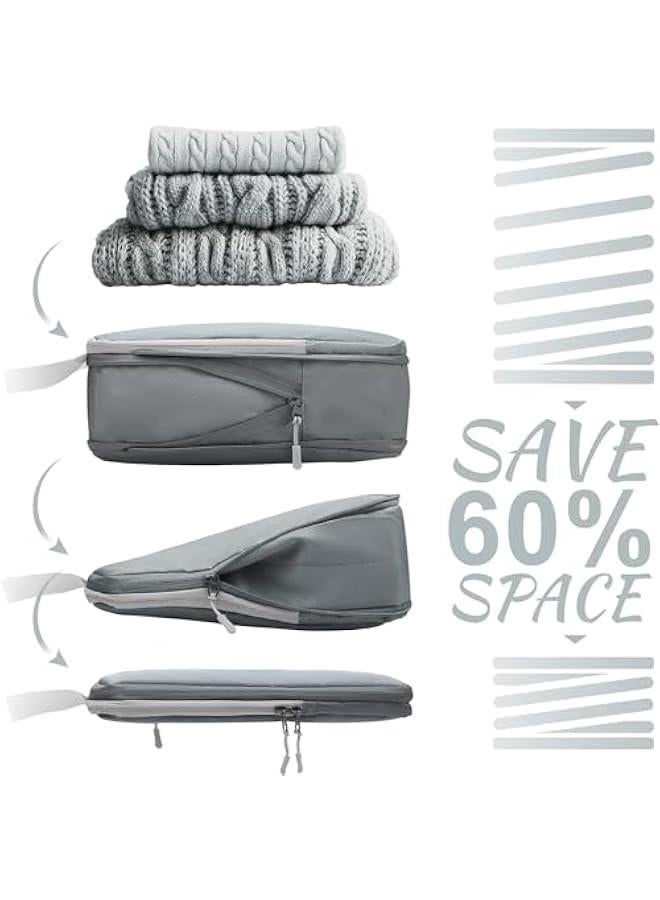 HOOKOR Packing Cubes for Travel - 7 Set Luggage Organizer Bags for Family, Mesh Breathable Travel Packing Cubes for Suitcases Durable Travel Essentials Bags Set,Carry On Suitcases (Light Grey) - Image 4