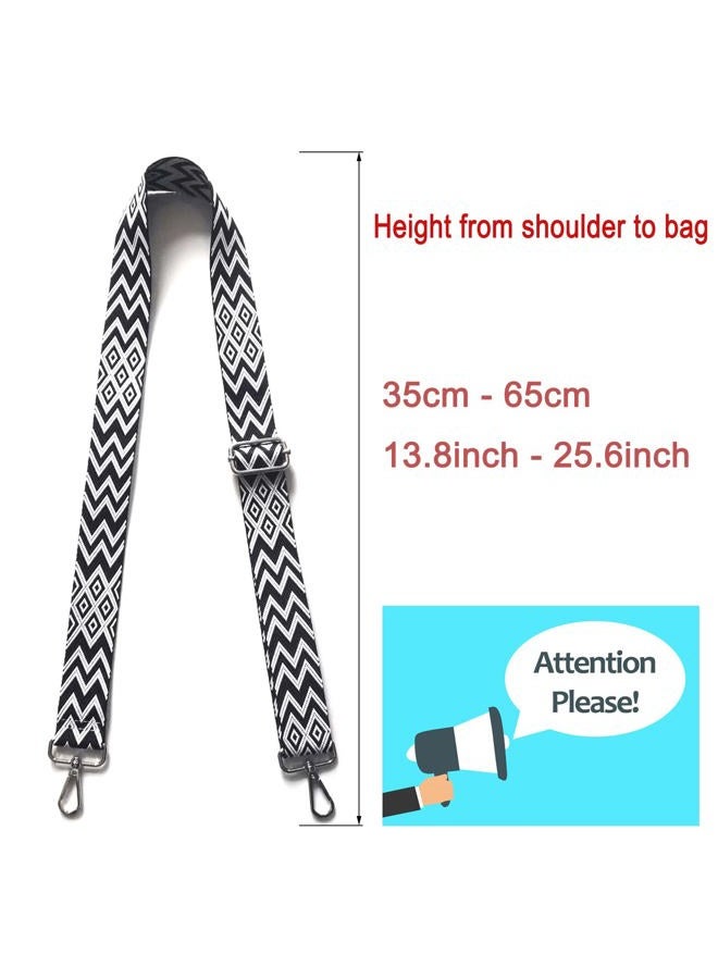 Hibate Universal Replacement Shoulder Strap for Women's Handbags - Wide 3.8cm Crossbody Bag Straps - Black_White - Image 3